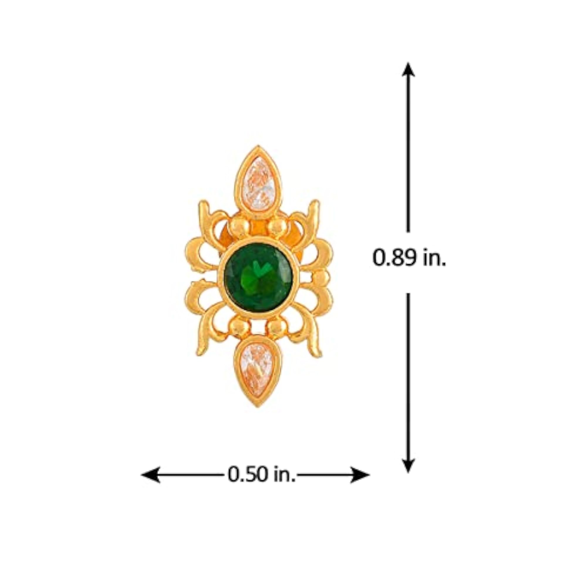 Abharan Green Stone Stud Earrings